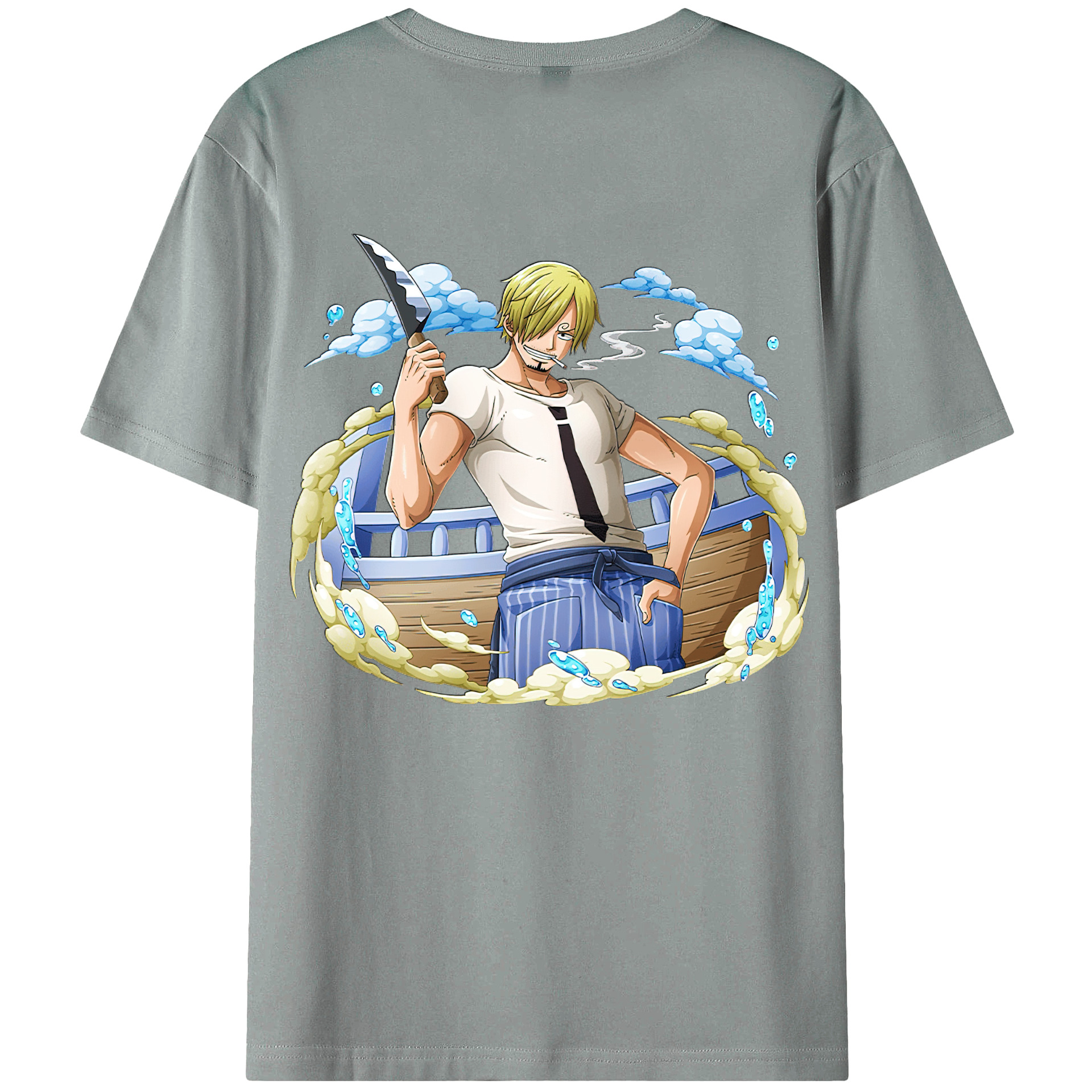 （画像用） ワンピース サンジ ONE PIECE Sanji 綿100％ メンズ半袖Tシャツ（バックプリント） 通気性